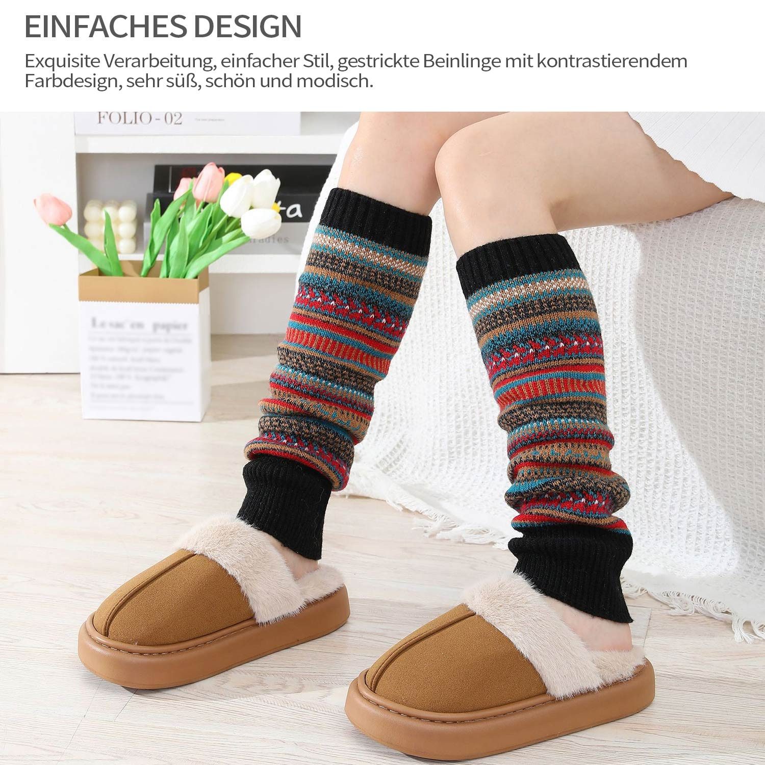 Refttenw Beinstulpen Stulpen Böhmen,Beinwärmer Damen für Winter,Lange Winter Beinwärmer