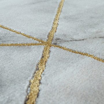Teppich Kraft 523, Paco Home, rechteckig, Höhe: 16 mm, Kurzflor, edles Marmor Design, mit gold- oder silberfarbenen Akzenten