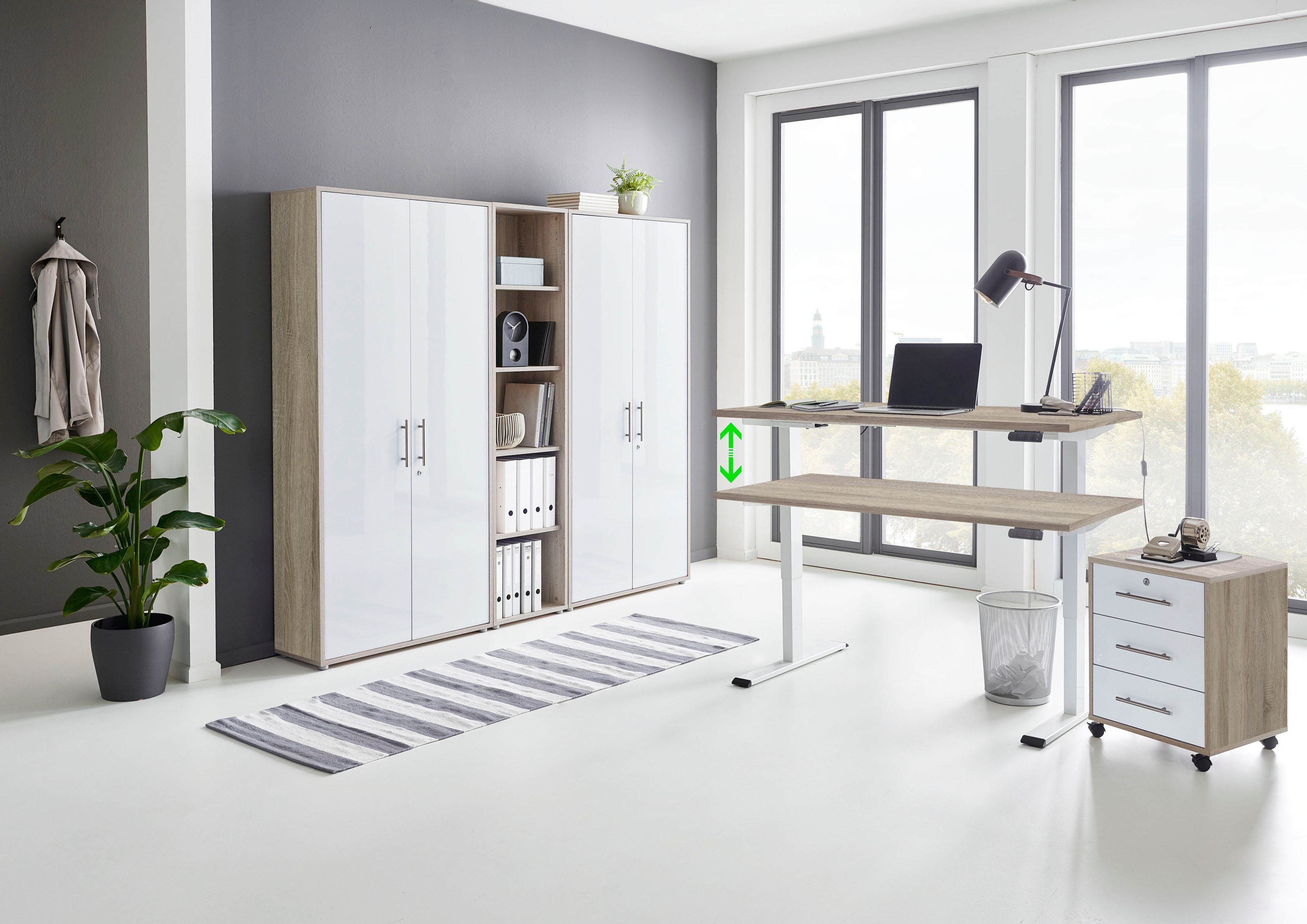 BMG Möbel Büromöbel-Set Tabor, (Set, 5-St), mit elektrisch  höhenverstellbarem Schreibtisch, Mit elekrisch höhenverstellbaren  Schreibtisch