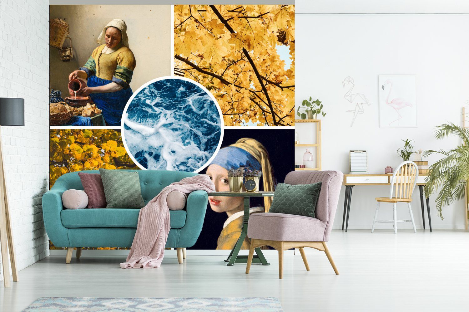MuchoWow Fototapete Vermeer - Collage bedruckt, Schlafzimmer für Wohnzimmer Fototapete St), (4 Küche, Kunst, Vliestapete Matt, 