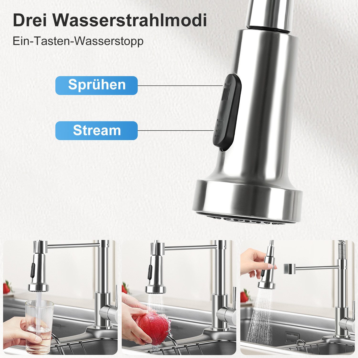 Eumaty Küchenarmatur Spültischarmatur Ausziehbar Armatur Küche günstig online kaufen