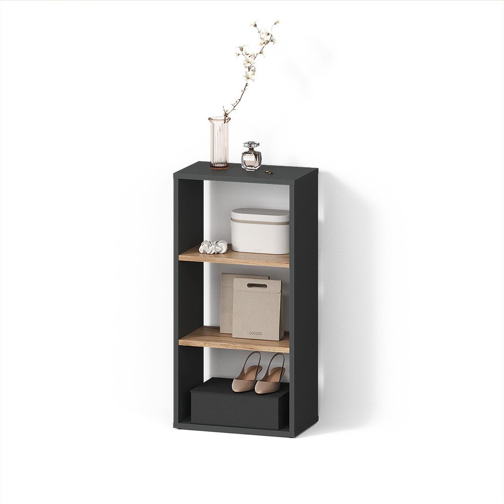 Livinity® Bücherregal Ortello, Anthrazit/Goldkraft Eiche/Goldkraft Eiche, 40 x 80.1 cm, 1-tlg.