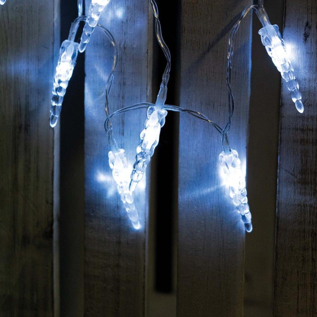 MARELIDA LED-Lichterkette Eiszapfen Acryl 10 kaltweiße LED Batterie 1,15m  Weihnachten, 10-flammig