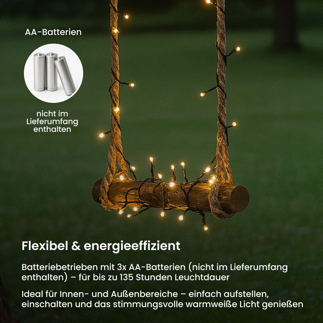 STAR TRADING LED Dekolicht LED Lichterkette Akku, LED Lichterkette Akku 160 LEDs Warmweiß 11,2 m Schwarz – Bild 3 von 5