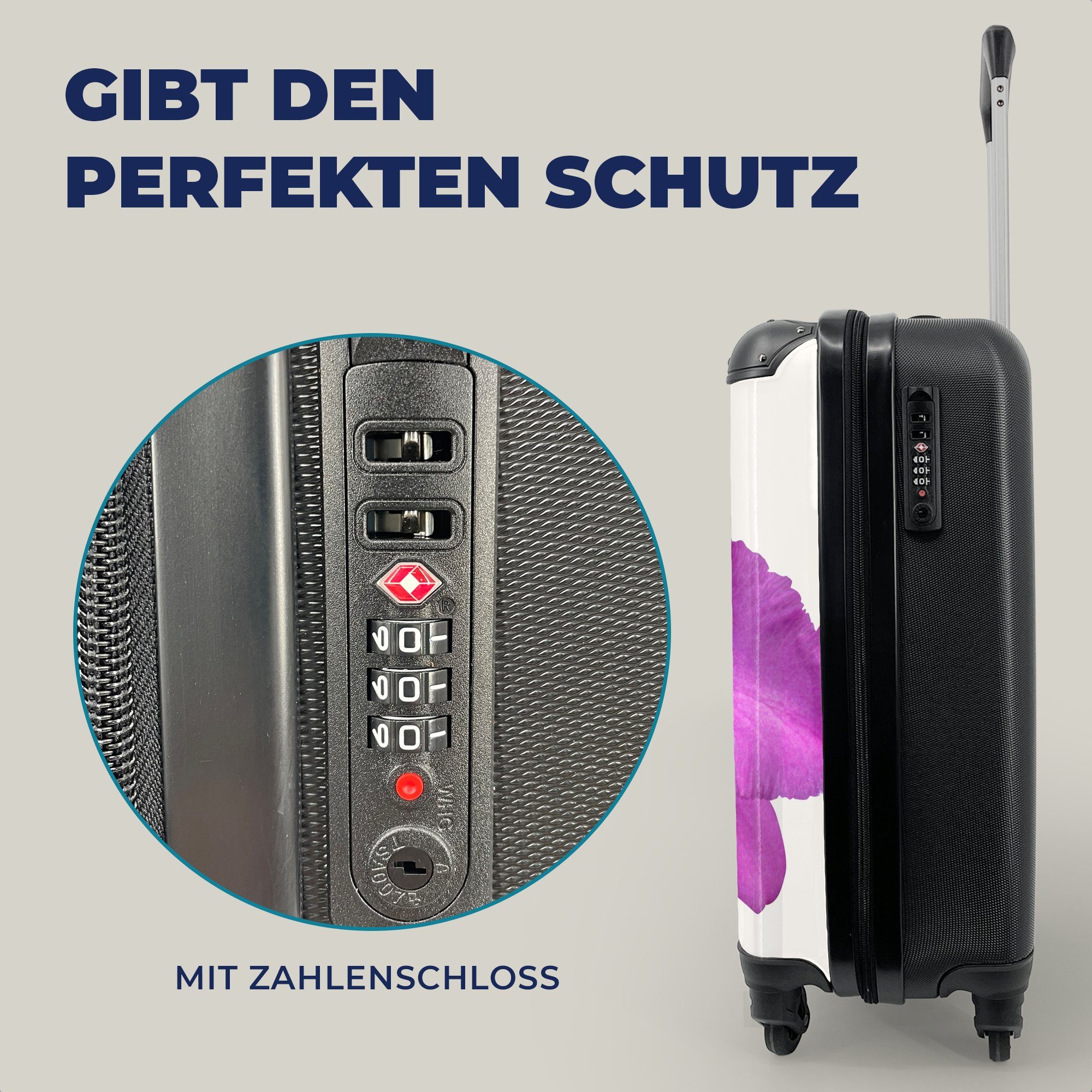 Reisekoffer Rollen, Trolley, Ferien, Orchidee, MuchoWow rollen, für Reisetasche Nahaufnahme 4 mit Handgepäck Handgepäckkoffer