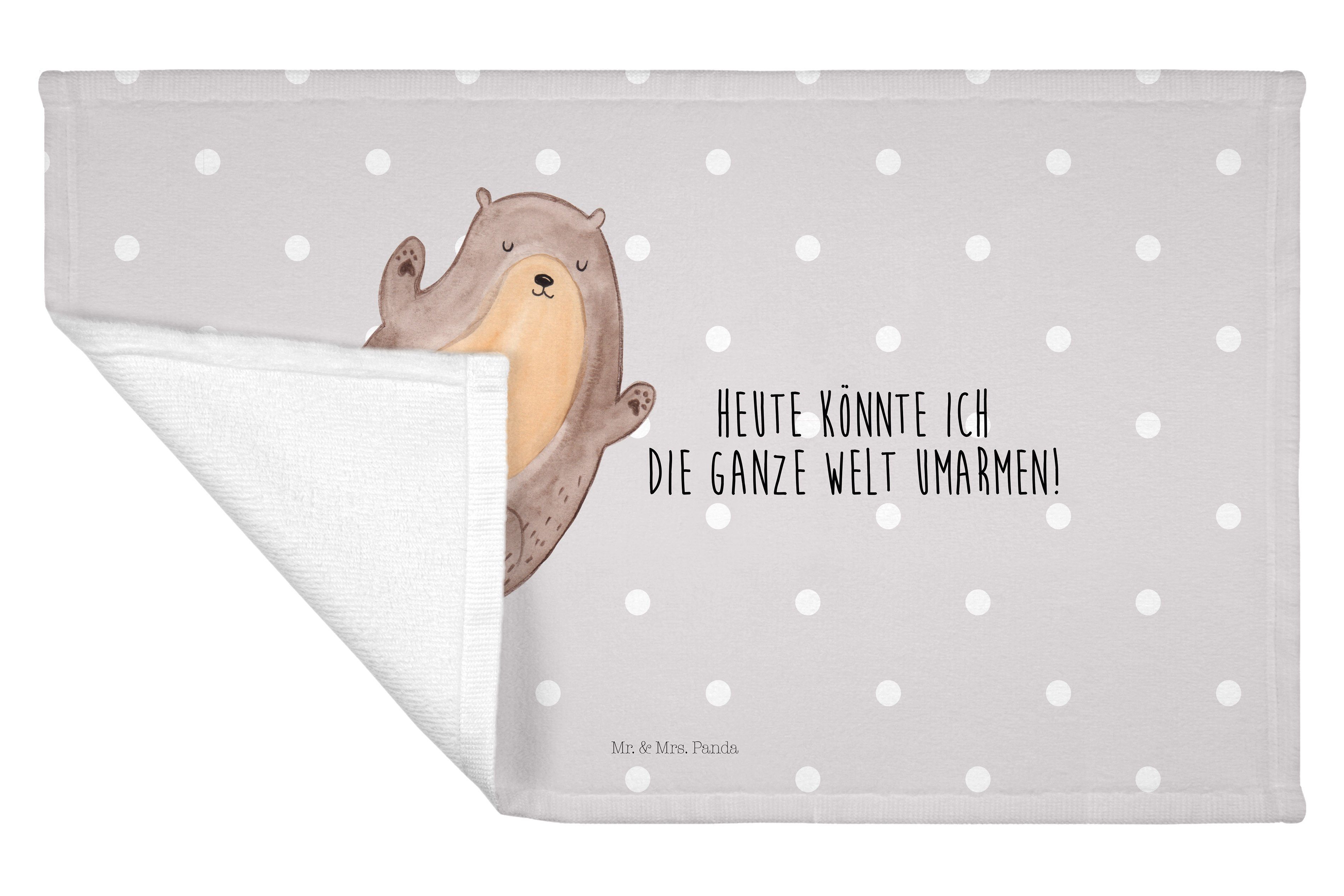 Mr. & Sport Handtuch, - Geschenk, (1-St) Reisehandtu, Otter Mrs. Handtuch Pastell - Grau Panda Umarmen