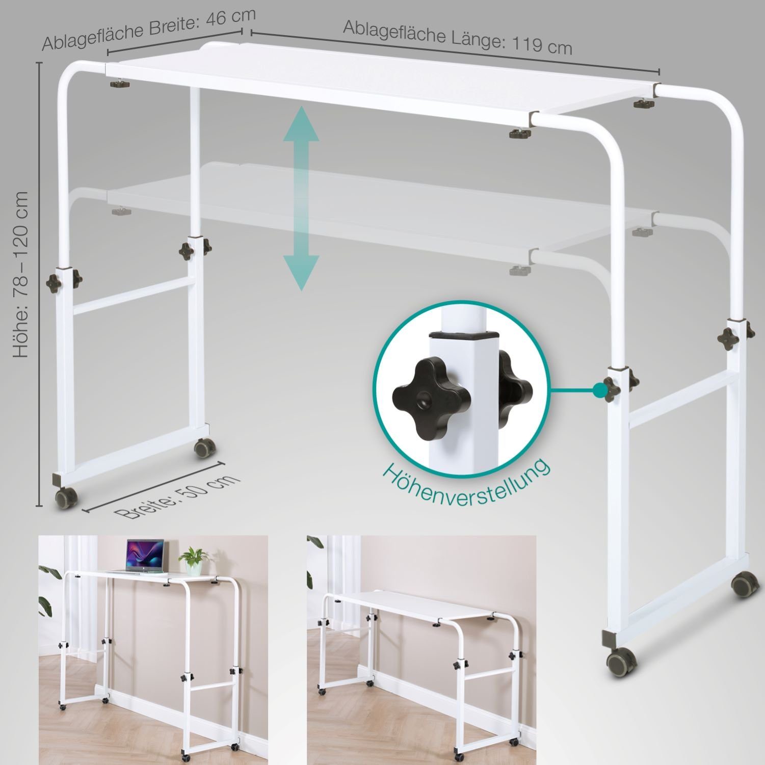 aktivshop Wangentisch (1 Tisch), höhenverstellbar weiß weiß | weiß 