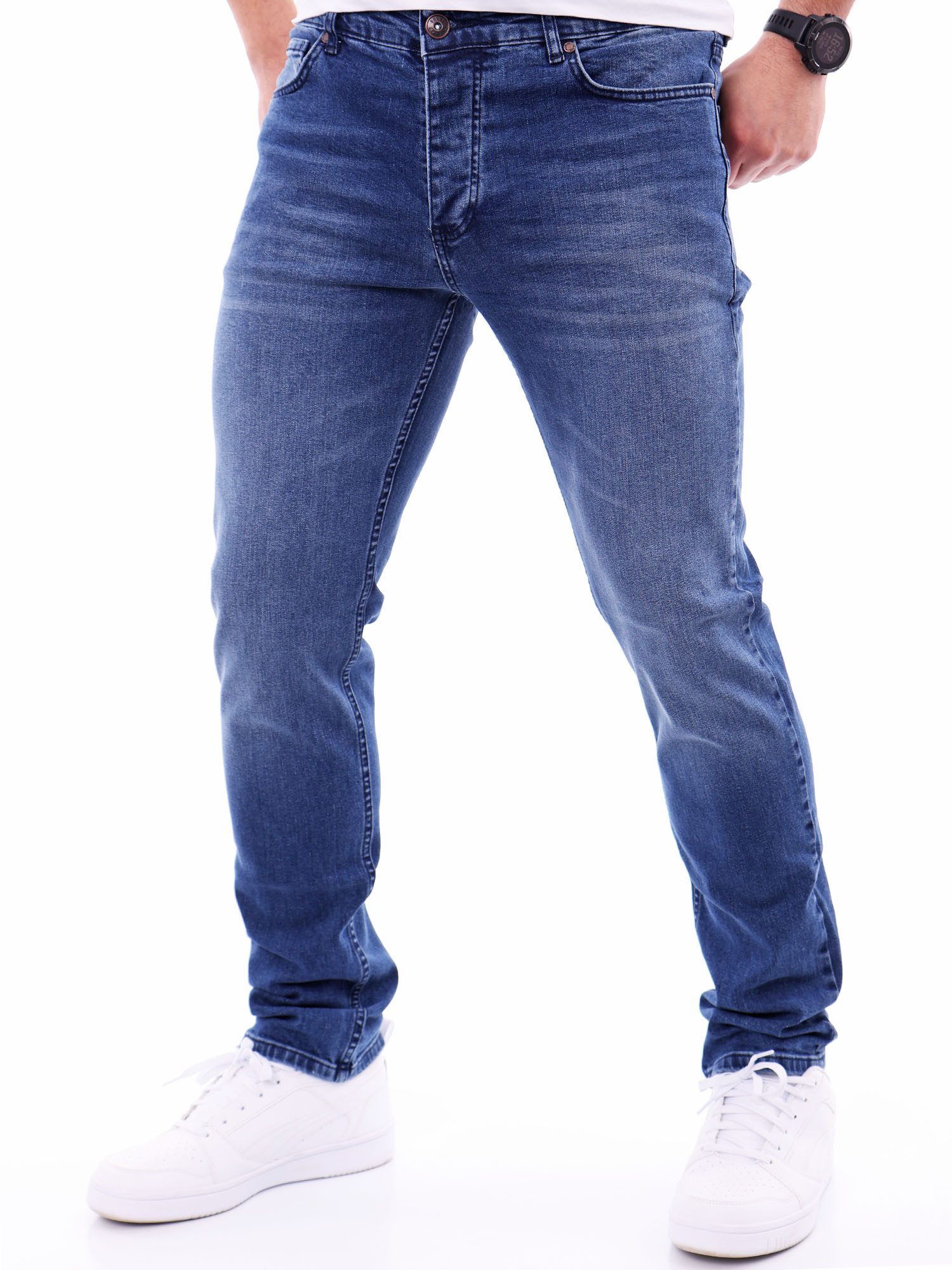 Reslad Stretch-Jeans Reslad Jeans Herren Regular Fit Hose Jeanshose RS-2125 5-Pocket Straight-fit Herren Hose