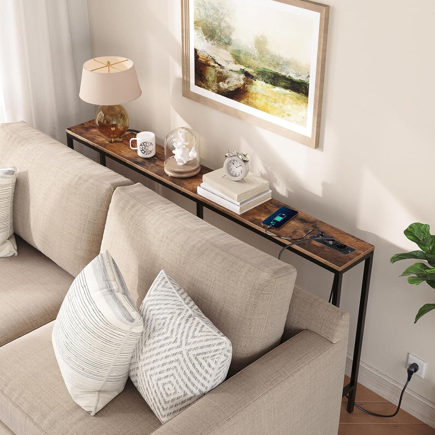 LuxusKollektion Konsolentisch Schmaler Konsolentisch mit Ladestation 160 cm günstig online kaufen