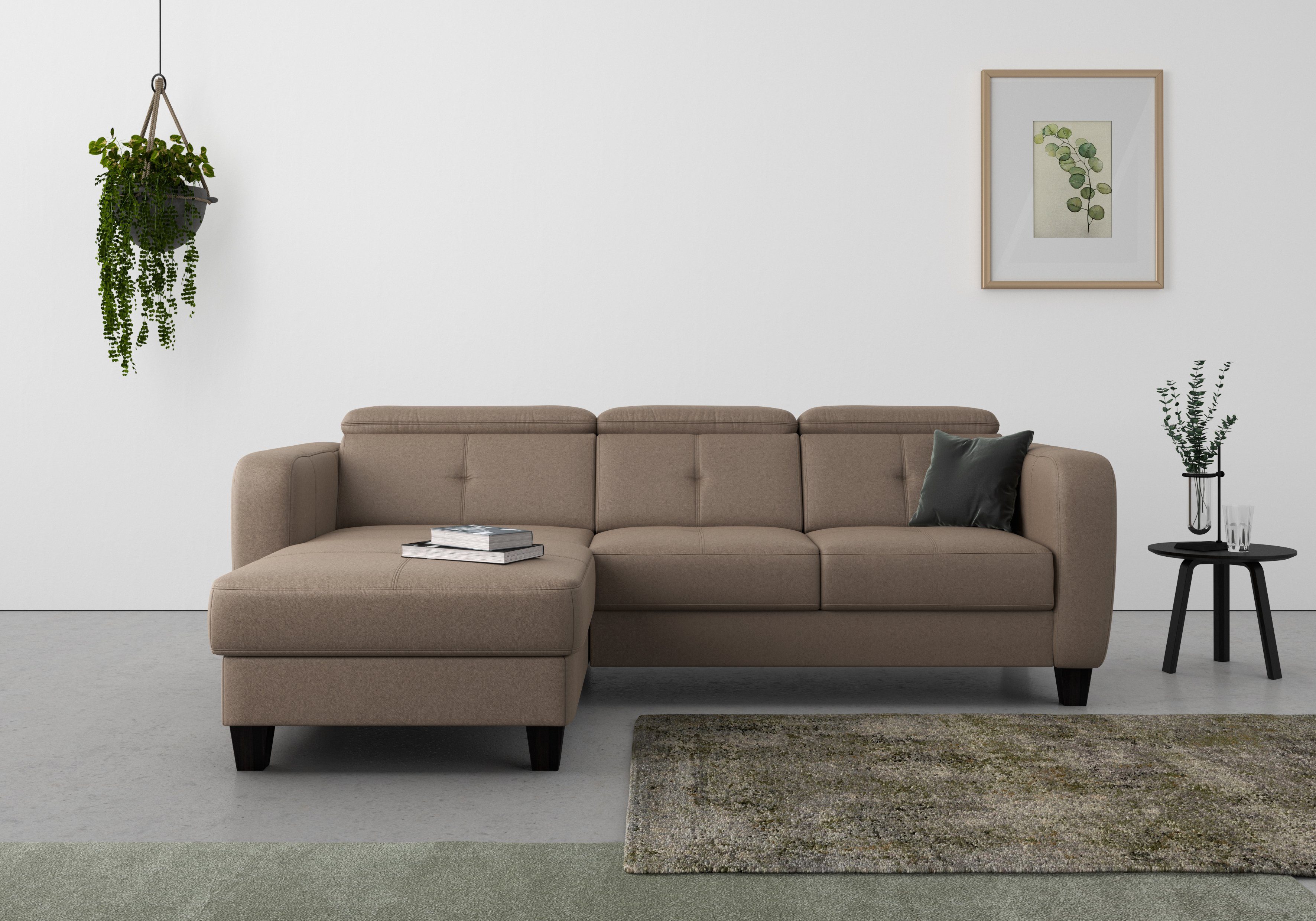 sit&more Ecksofa "Belluci L-Form" inklusive Federkern, wahlweise mit Bettfu günstig online kaufen