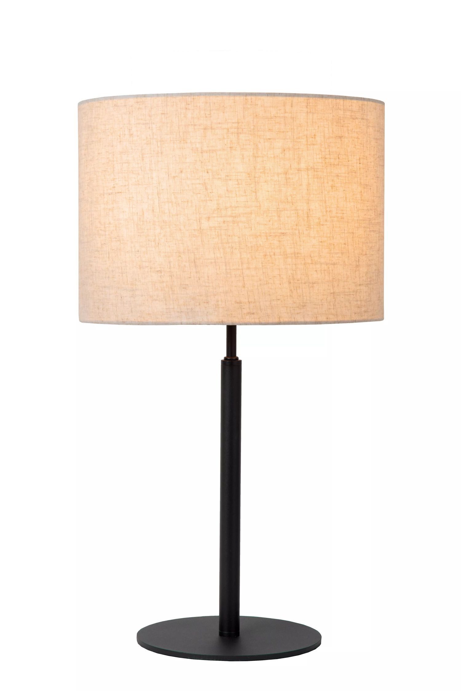 Licht-Erlebnisse Tischleuchte NEXIO, ohne Leuchtmittel, Stoff Metall rund D: 26 cm 50,5 cm Schwarz Beige E27