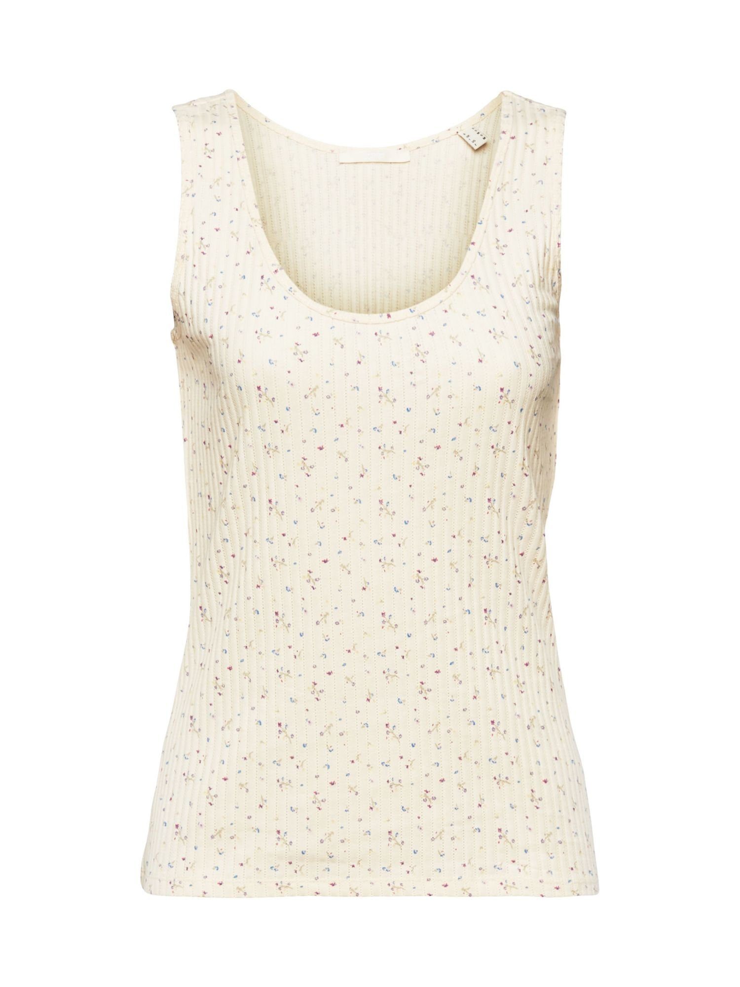 edc by Esprit T-Shirt Top NEW Pointelle-Muster mit (1-tlg) WHITE OFF