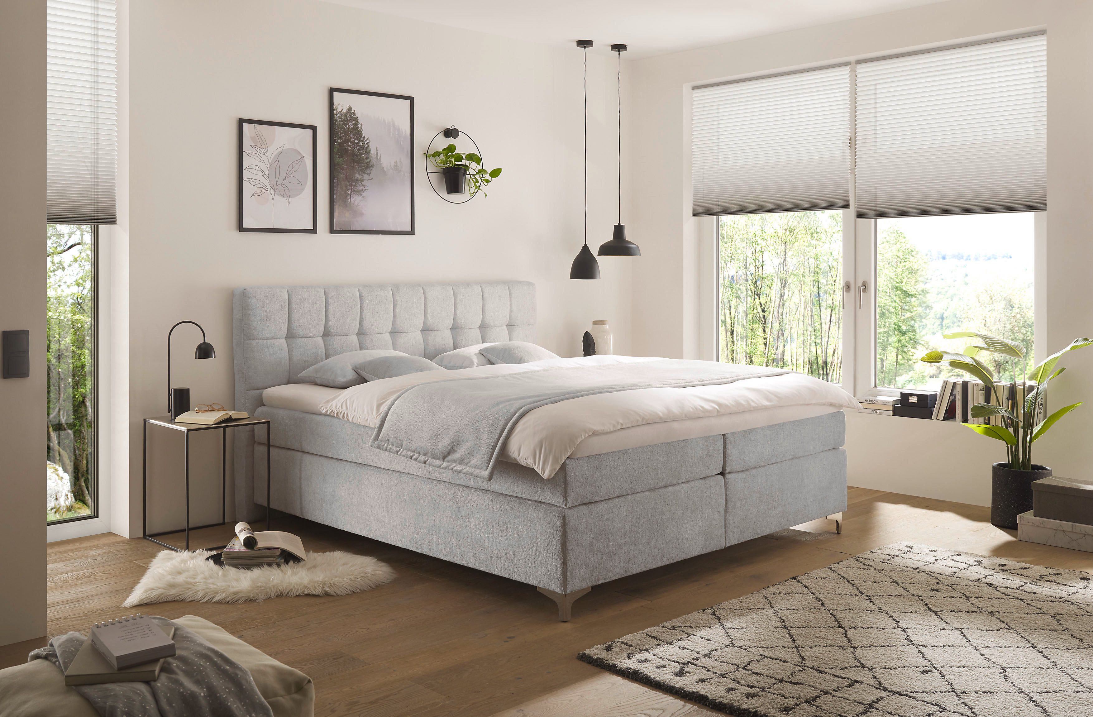 hapo Boxspringbett Neyla erhältlich in den Breiten 100, 160, 180 & 200cm, in verschiedenen Matratzenqualitäten, Härtegraden und Farben verfügbar