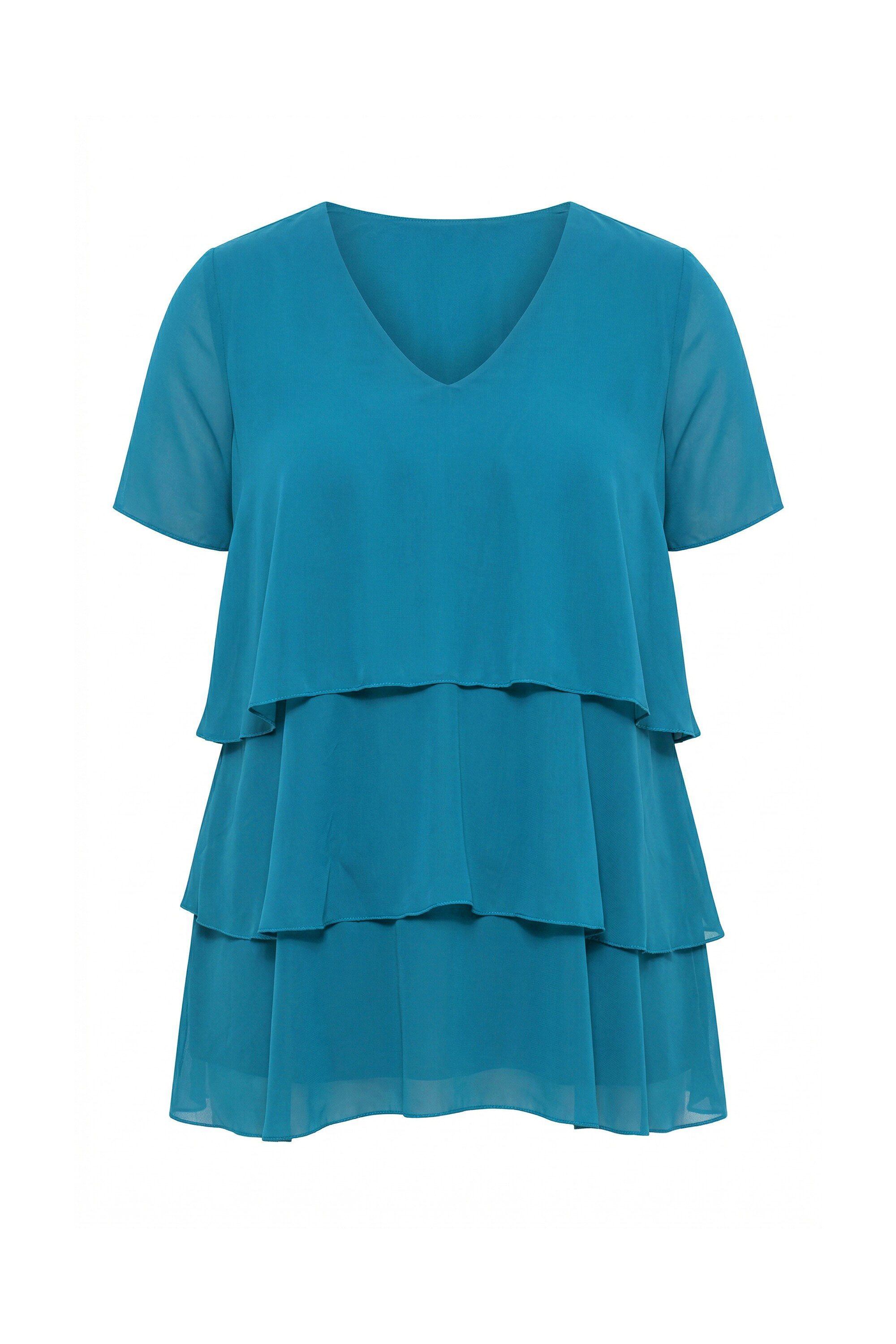 Longbluse Bluse A-Linie Chiffon Volants