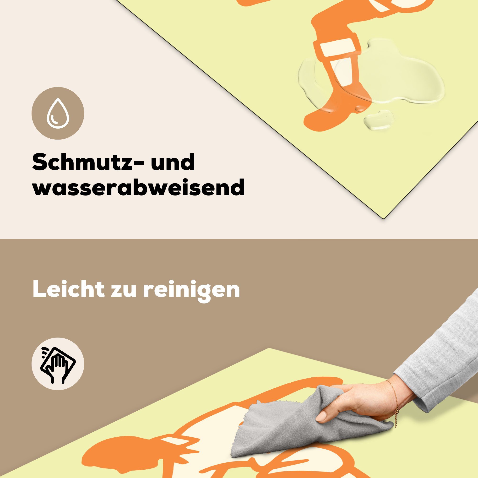 -, Ceranfeldabdeckung, - küche einer Person, Fußball MuchoWow Vinyl, 78x78 für Jungen Illustration Arbeitsplatte Herdblende-/Abdeckplatte tlg), die Eine cm, spielt (1 einen