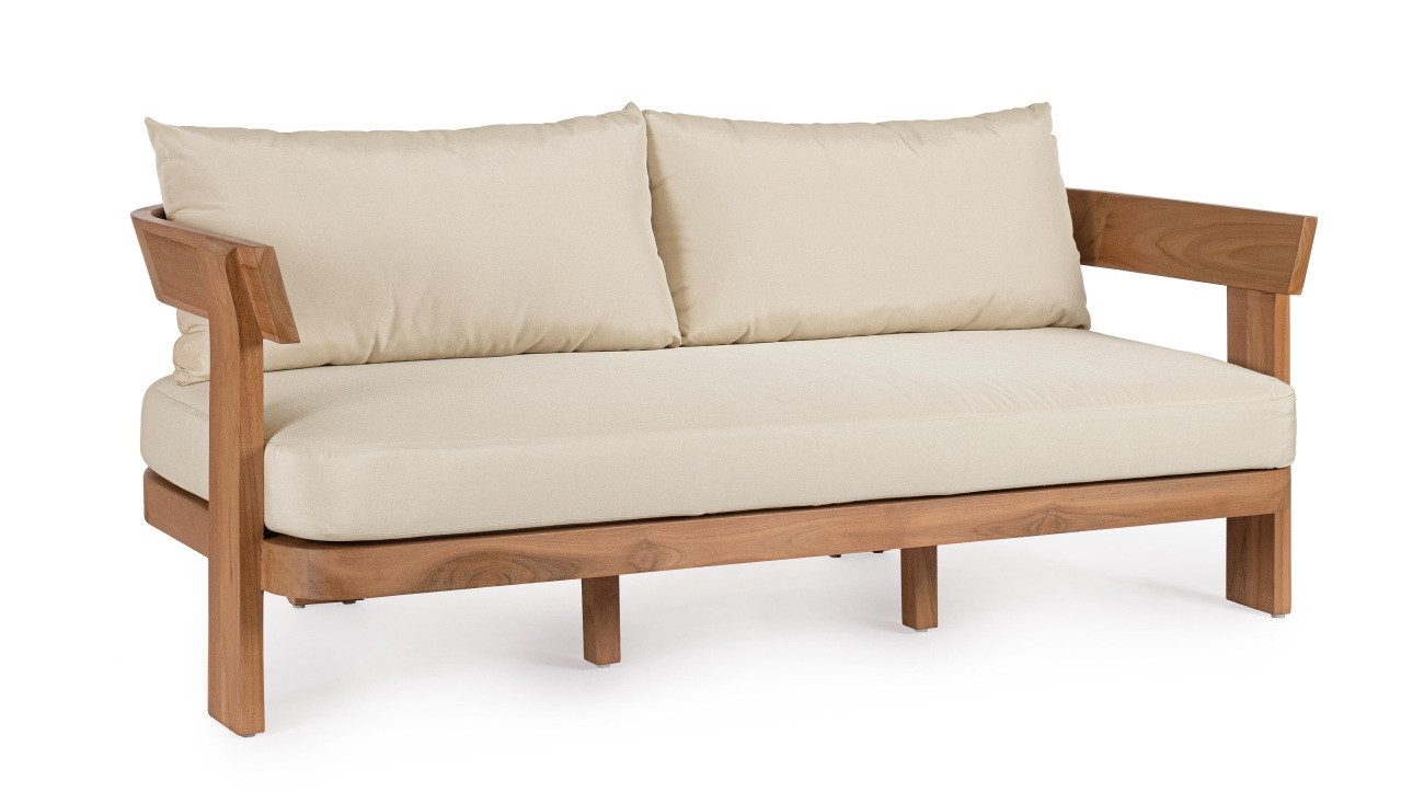 Feeling4Home Gartensofa Evora aus Teakholz, Natur, Gestell aus SVLK-zertifiziertes Teakholz, abnehmbare Kissenbezüge