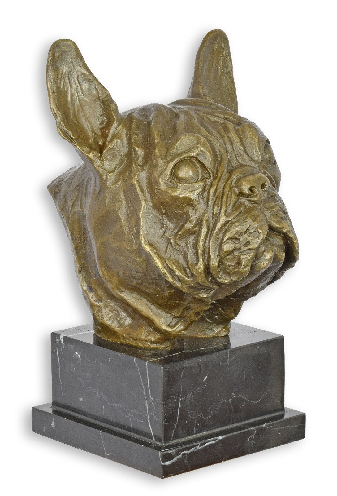 Aubaho Dekoobjekt Bronzeskulptur Büste einer Bulldogge Replikat Retro Design Dekoration