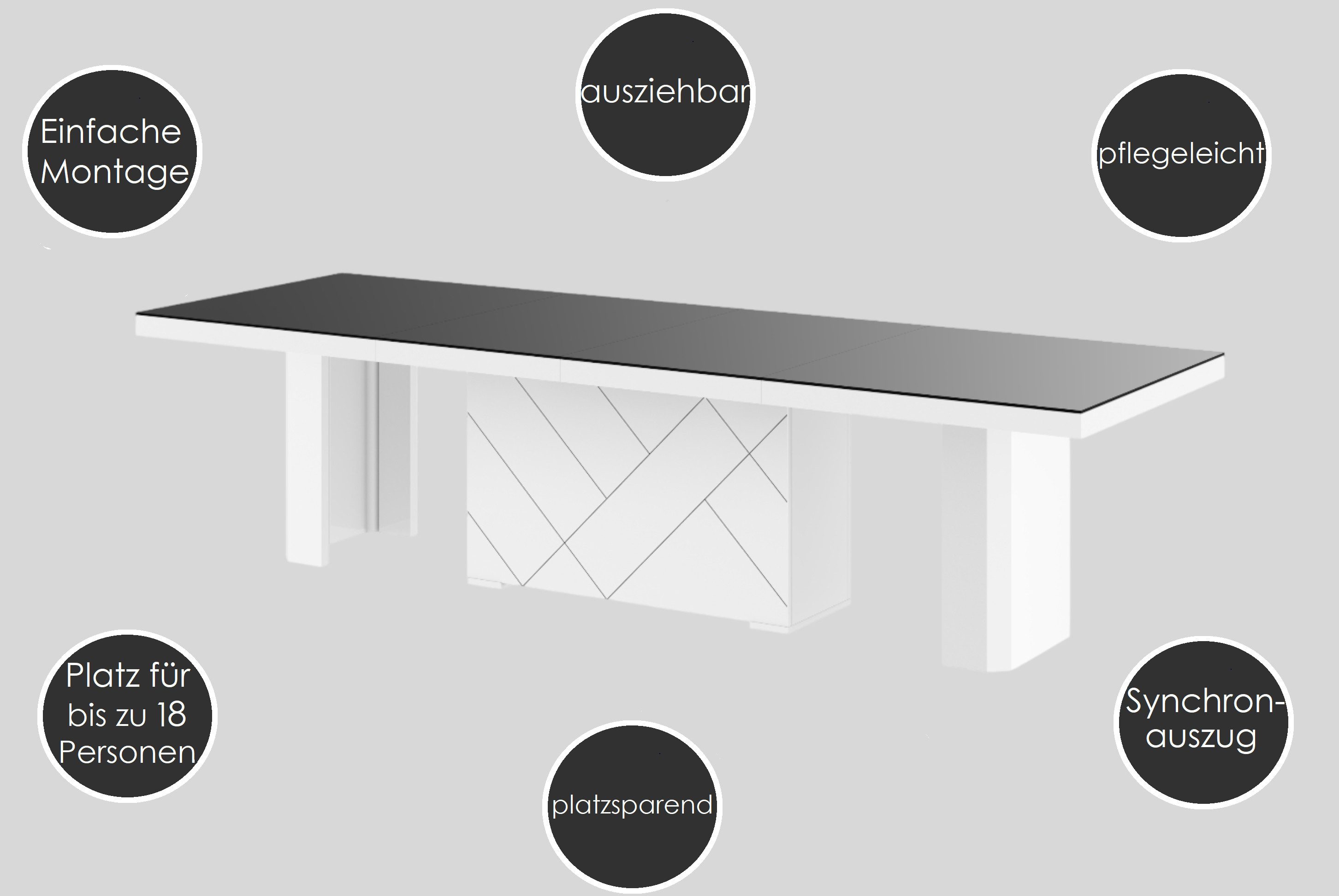 designimpex Esstisch HEK-111 Eiche natur Schwarz günstig online kaufen
