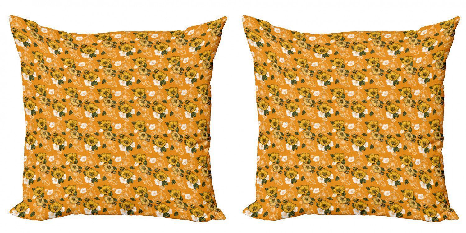 Kissenbezüge Modern Accent Doppelseitiger Digitaldruck, Abakuhaus (2 Stück), Hawaii Orange-Töne Spring Blossom