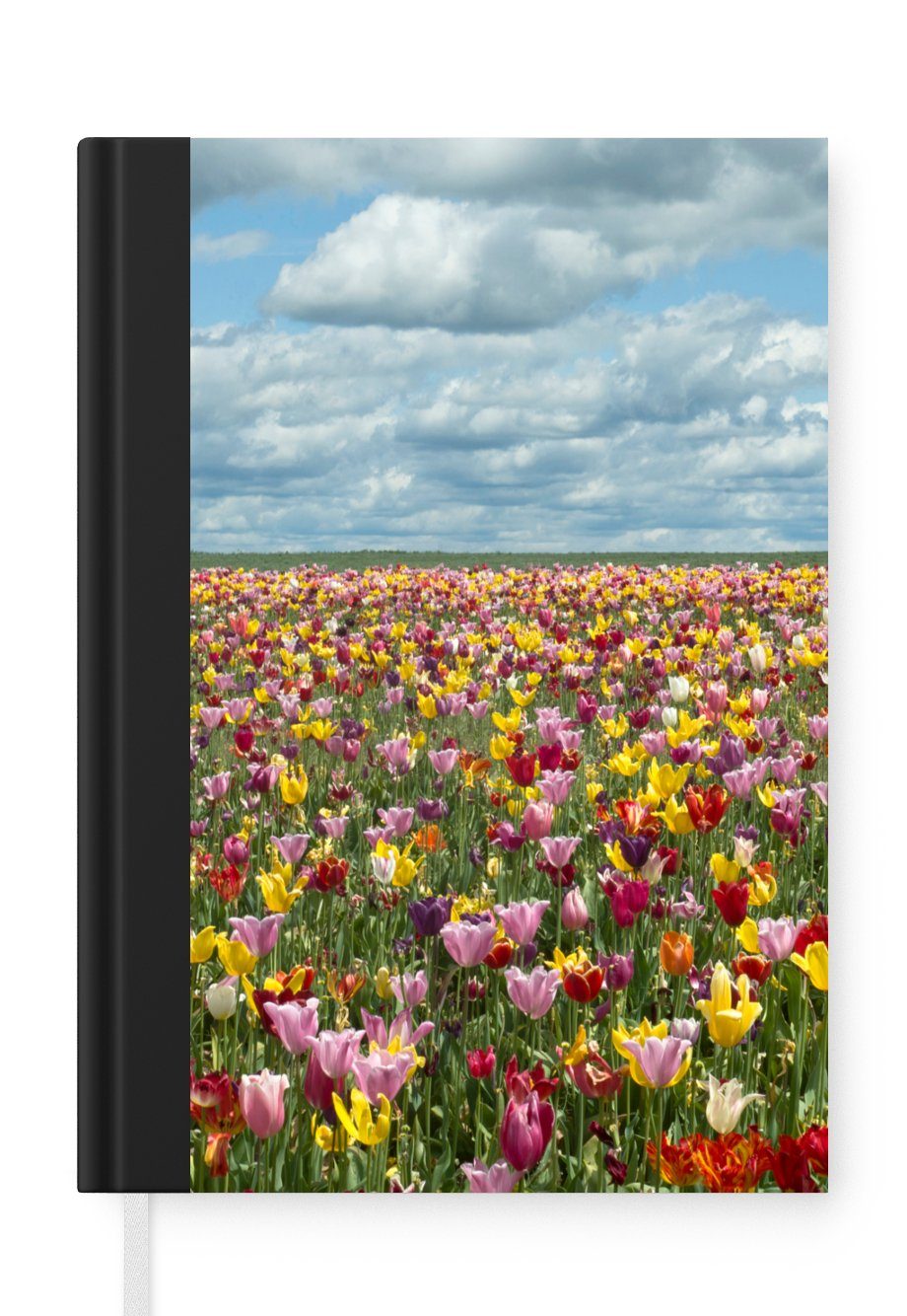 MuchoWow Notizbuch Tulpen - Farben - Wolken, Journal, Merkzettel, Tagebuch, Notizheft, A5, 98 Seiten, Haushaltsbuch