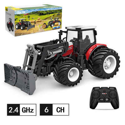 Esun RC-Traktor RC-Traktor Ferngesteuerter Frontschaufel Traktor Spielzeug ab 3 Jahre (Set, Komplettset), Ferngesteuert Ackerschlepper mit Licht und Sound