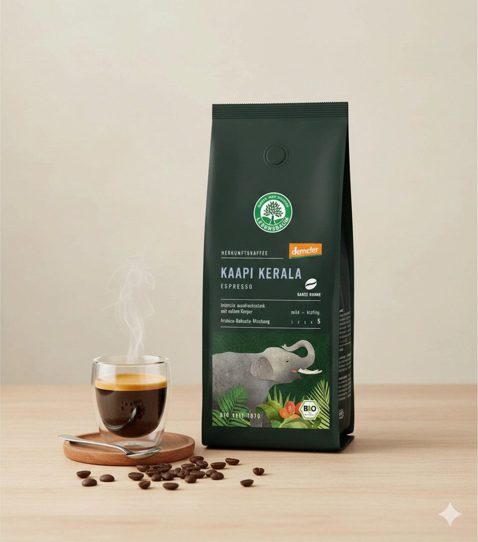 leben Kaffee Lebensbaum Bio Espresso Kaapi Kerala Bohne