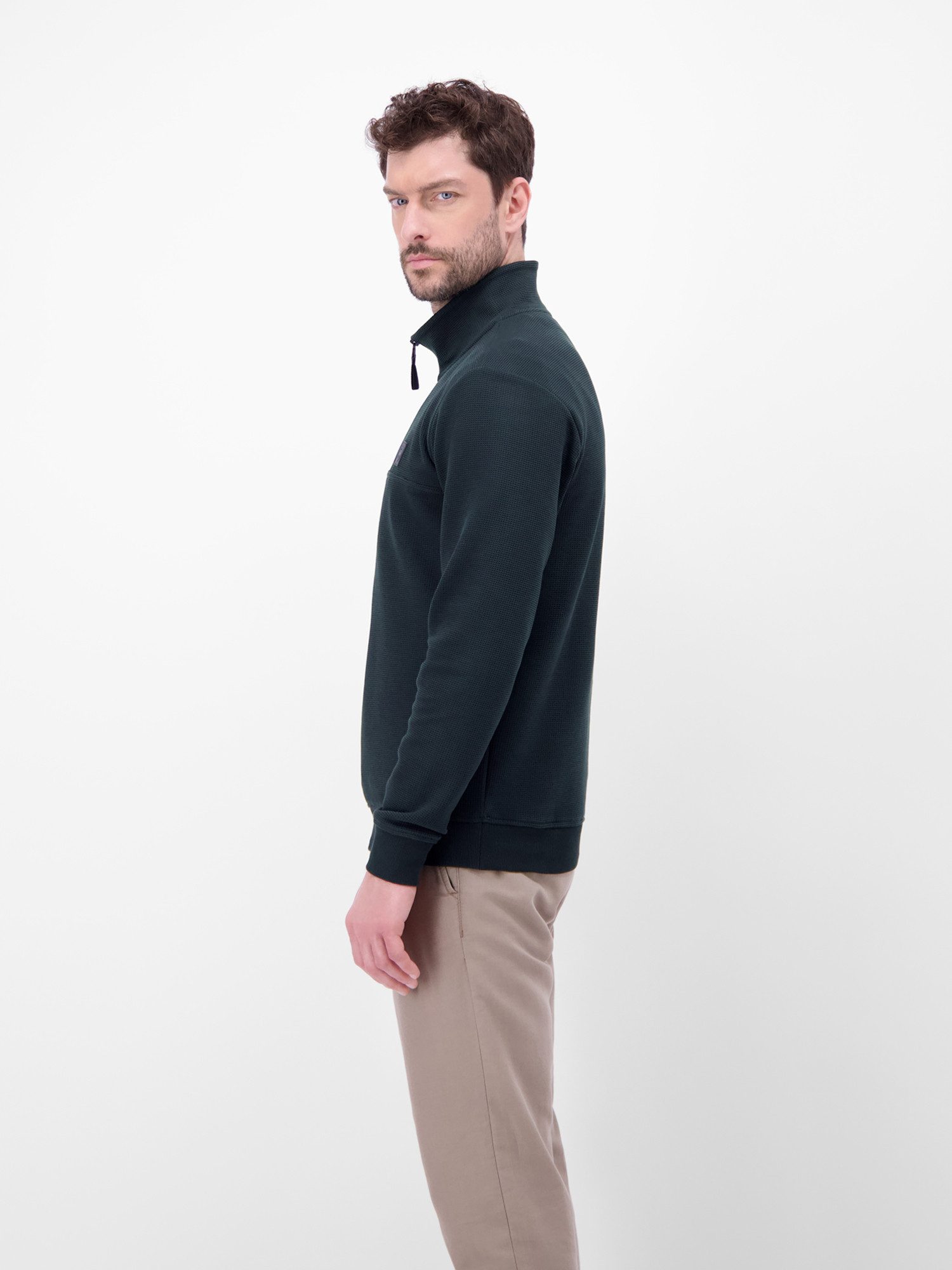 LERROS Sweatshirt Troyer in Sweatqualität mit Waffelstruktur