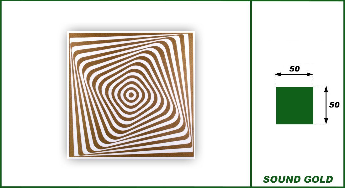Hexim Wanddekoobjekt Sound Gold (Deckenplatten Sparpakete aus XPS 50x50cm - (20 Quadratmeter, Sound Gold) Moderne Panorama Platten für Wand und Decken mit optischen Illusionen - Dekor Wandplatte Deckenverkleidung)
