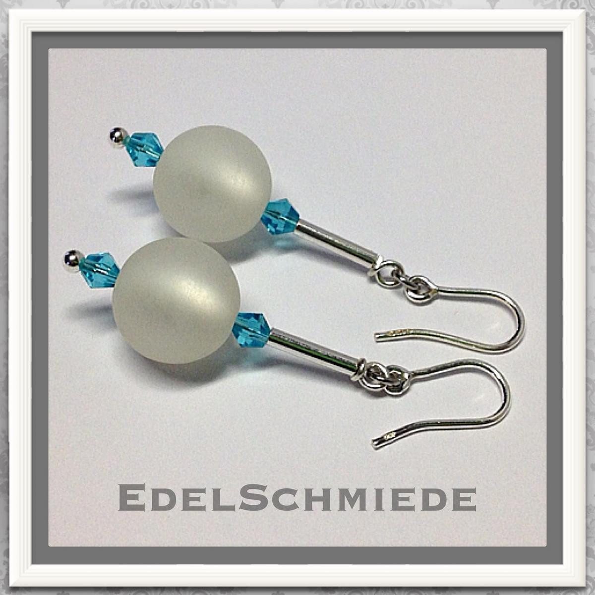 Paar Ohrhänger Edelschmiede925 Ohrhänger in 925 Silber mit weißer Acrylperle