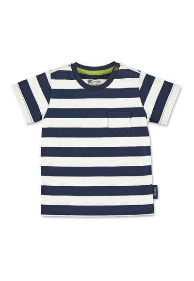 Sterntaler® Kurzarmshirt Kurzarm-Shirt (1-tlg) Baby Shirt - Kurzarmshirt Kinder - Kurzarm-Shirt aus geringeltem Jersey in Marine - T-Shirt Kinder mit kleiner Brusttasche und Knöpfen an der linken Schulter