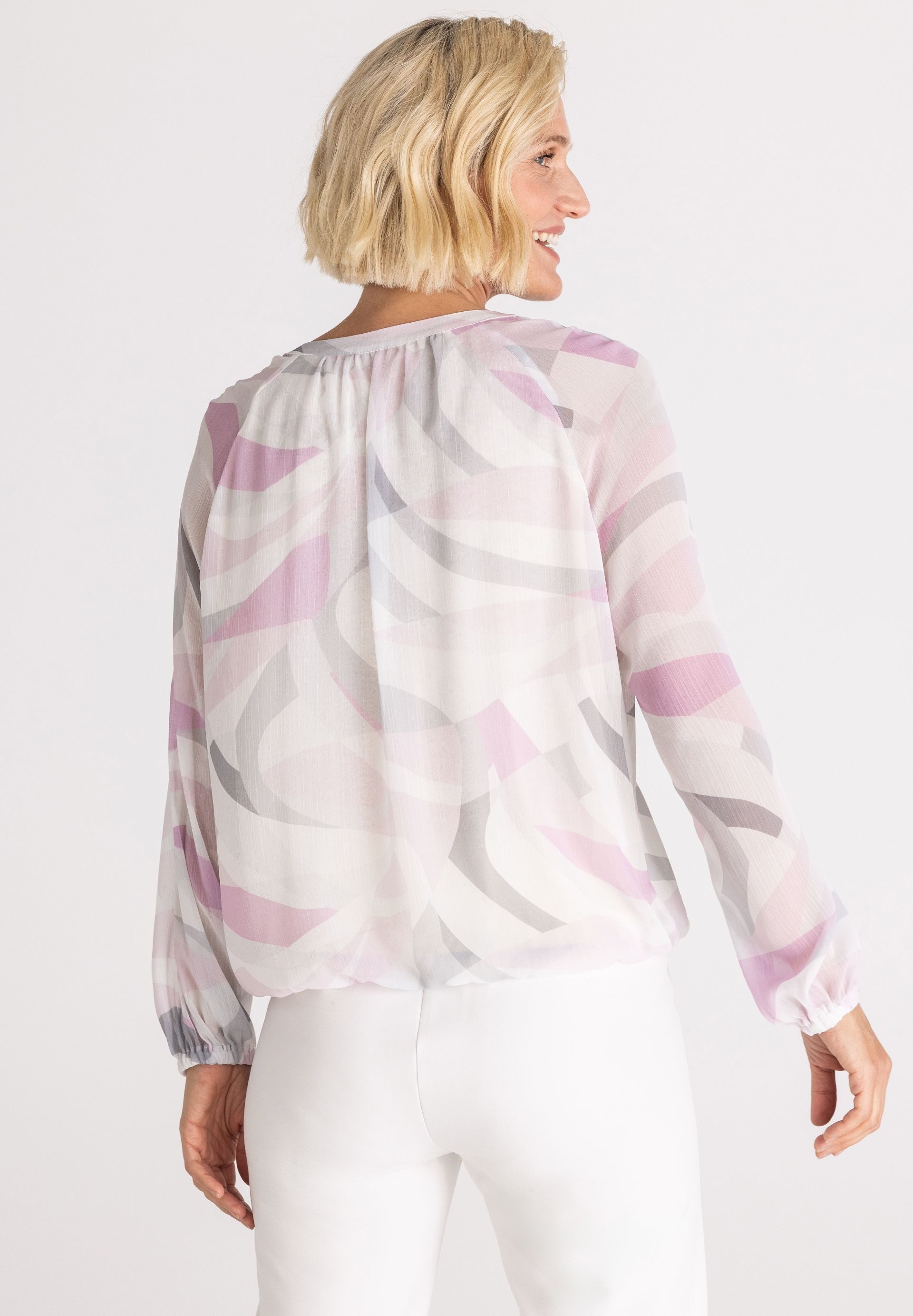 FRANK WALDER Klassische Bluse mit Elastikbund