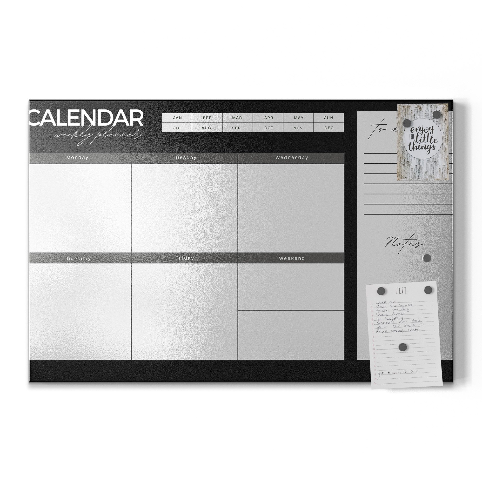 DEQORI Magnettafel 'Wochenplaner Schwarz (EN)', Metall günstig online kaufen