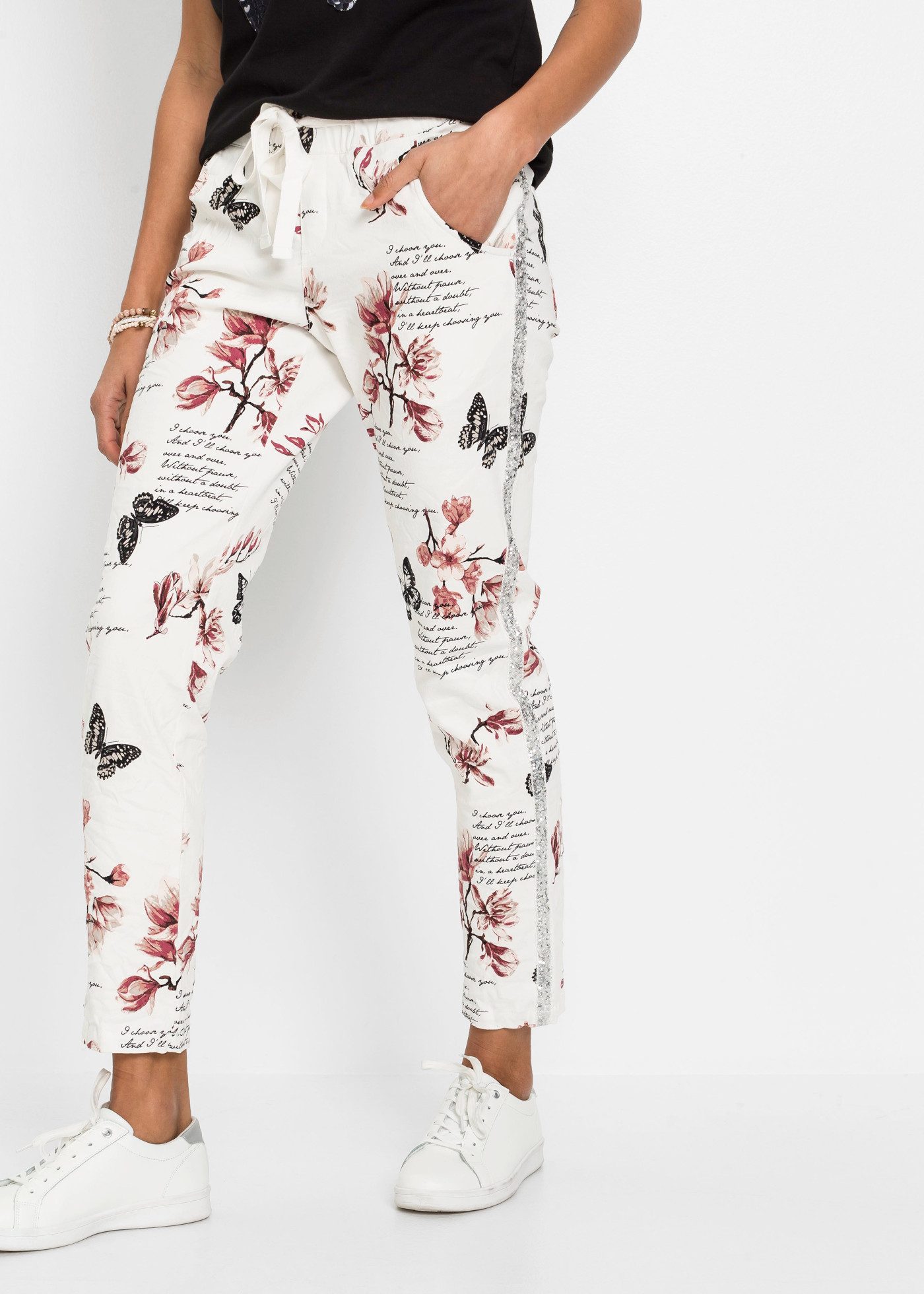 bonprix Webhose mit Allover-Print, Regular Fit und Loose Fit