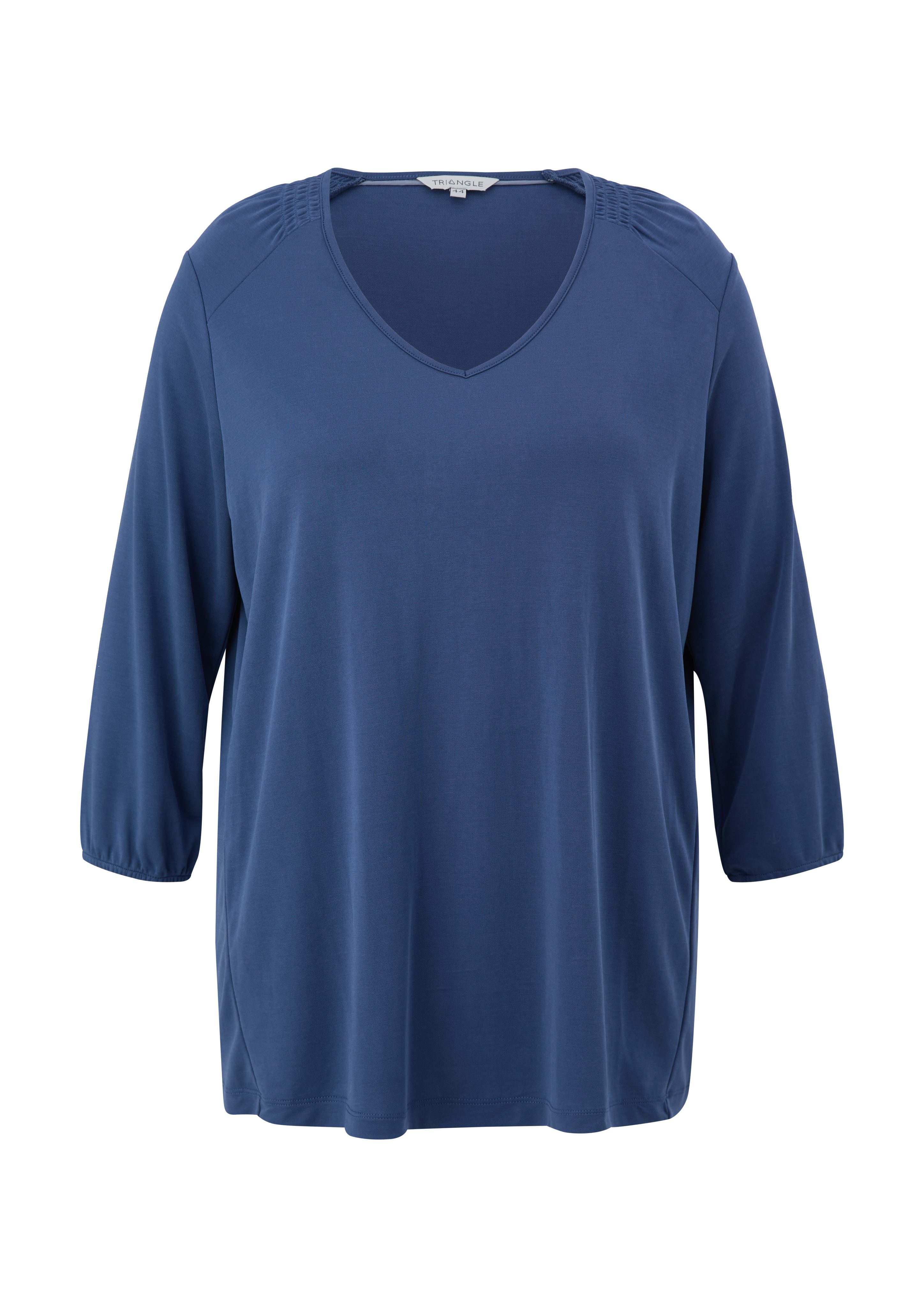 3/4-Arm-Shirt Smok-Detail, ozeanblau Teilungsnähte TRIANGLE Shirt aus Viskosestretch