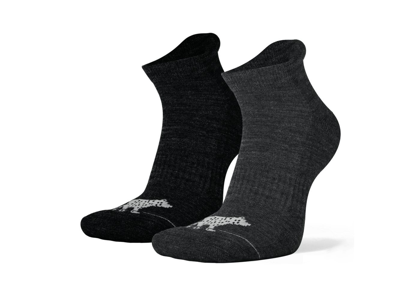 NORDSOX Wandersocken kurz - Merino Wolle für Damen & Herren (2-Paar) Klimaregulierend & gepolsterte Sohle und Färse & weich & atmungsaktiv