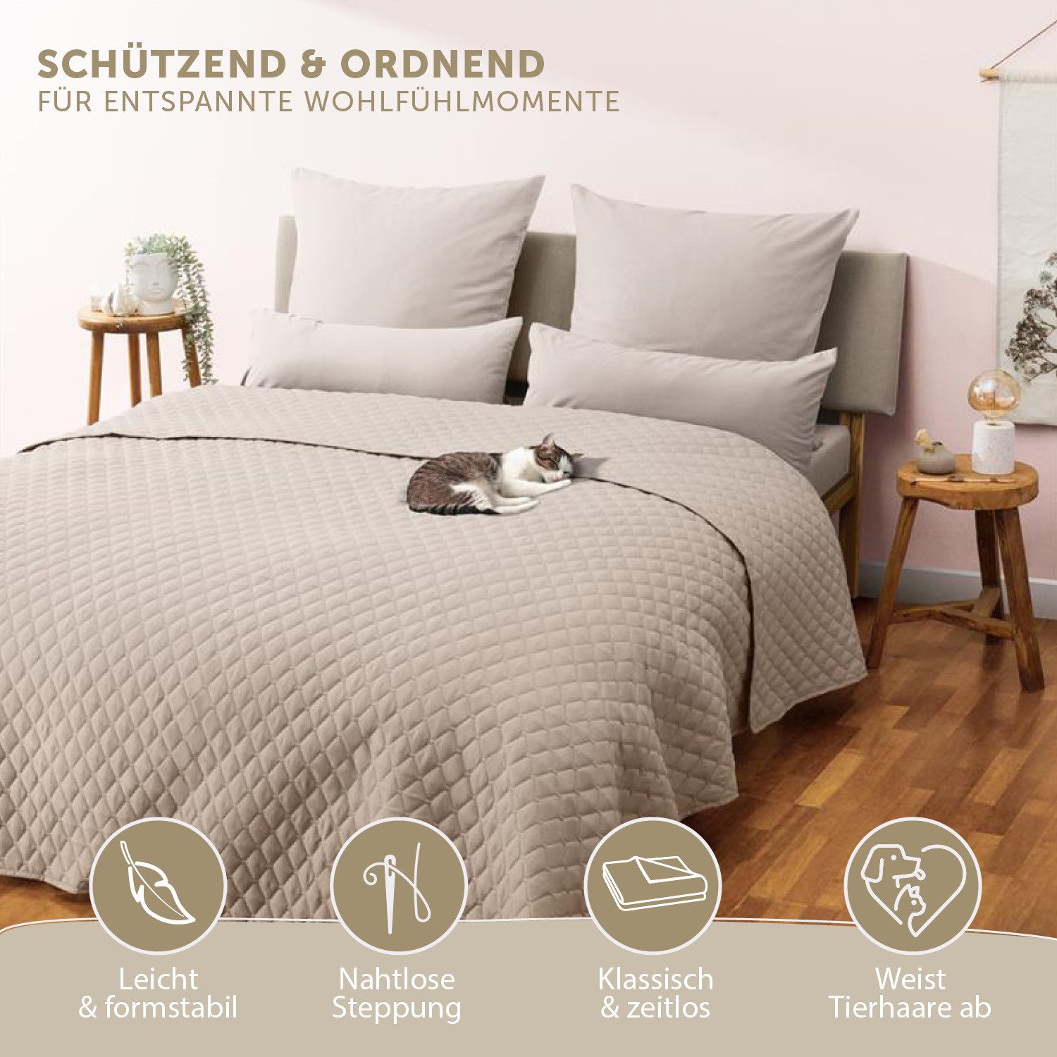 Blumtal Tagesdecke Tagesdecke Oeko-TEX zertifizierter Bettüberwurf als Tagesdecke, in drei Größen verfügbar