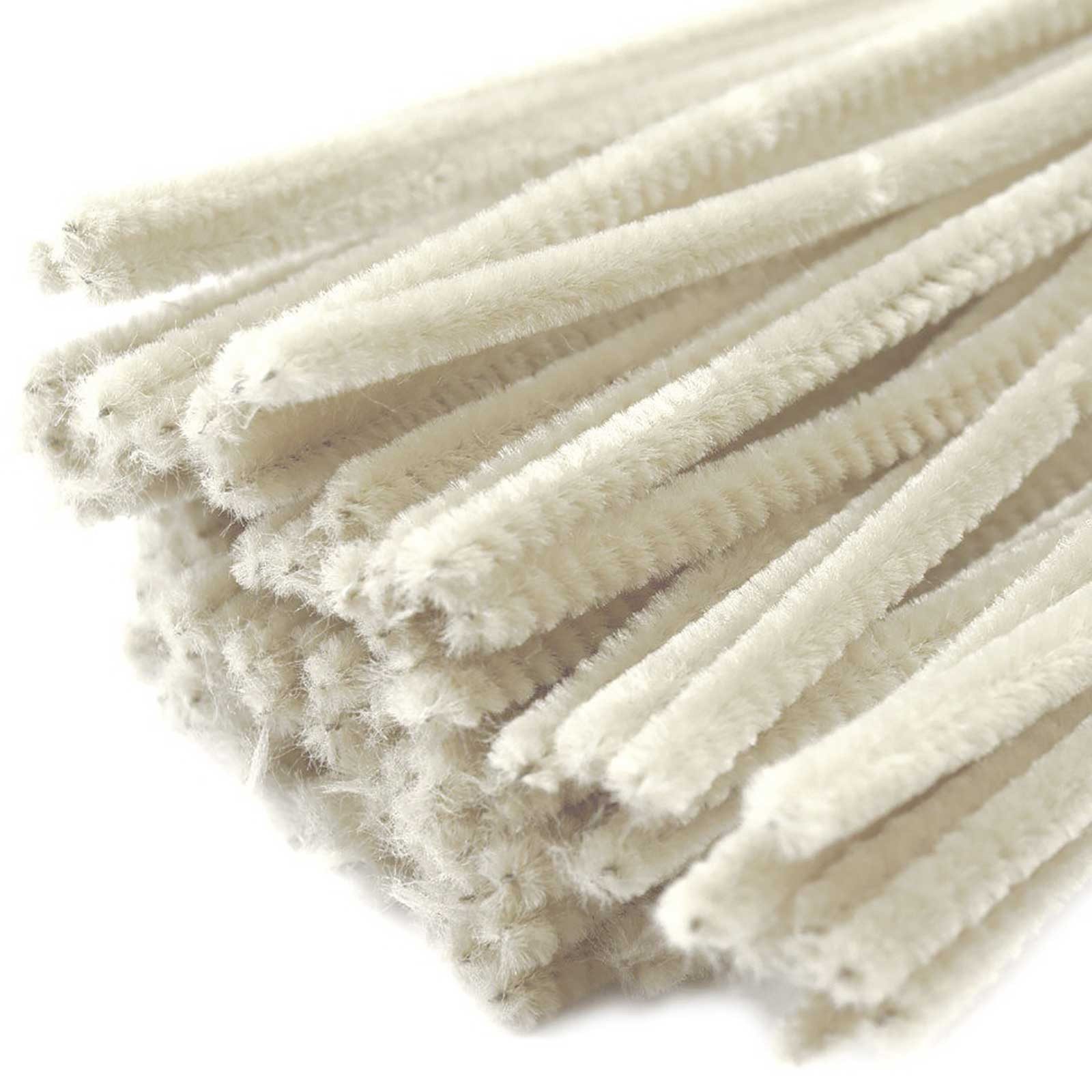 maDDma Basteldraht 20 Draht Pfeifenreiniger 6 mm Länge 30cm CHENILLE Farbe wählbar, creme