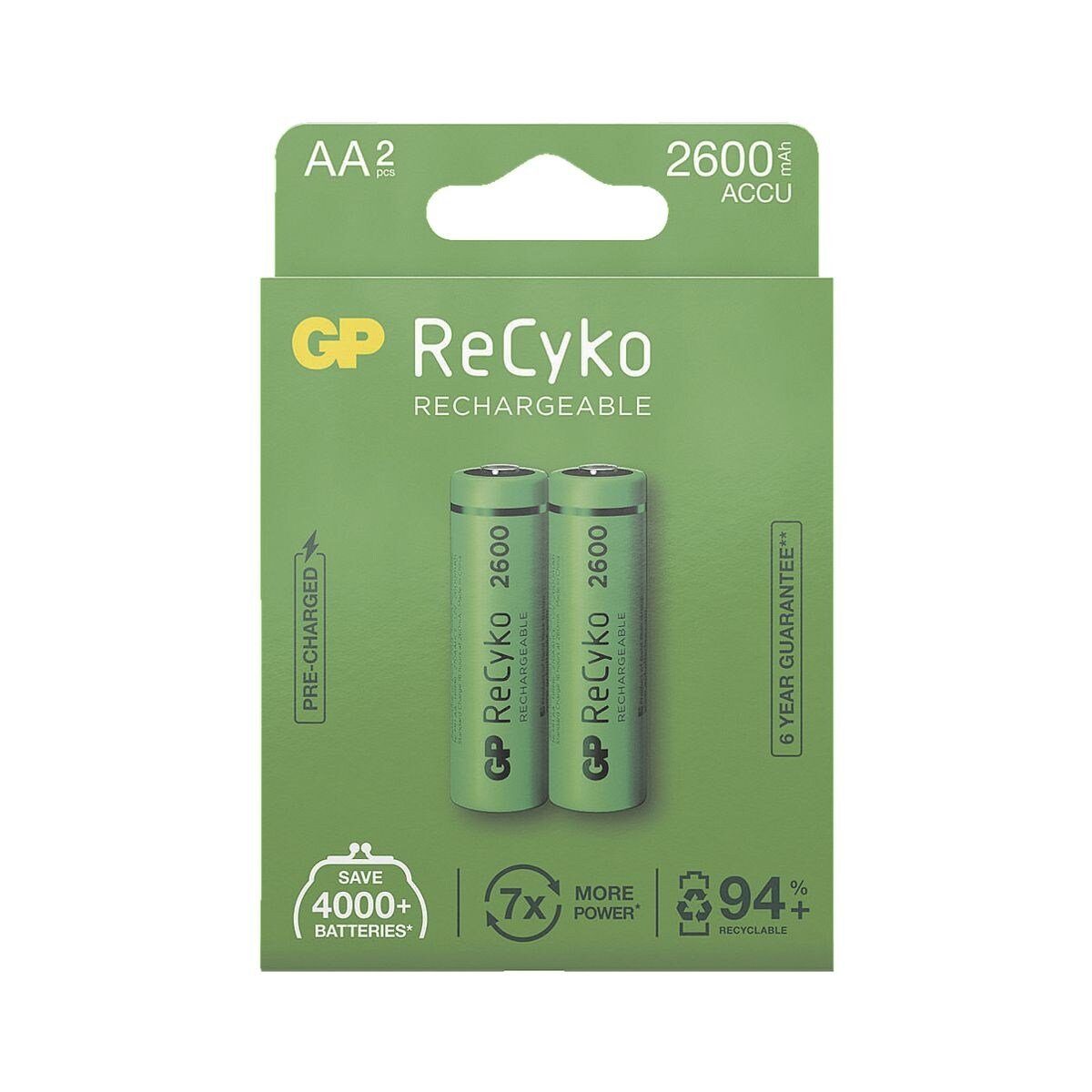 ReCyko mAh (2 2600 mAh, Akku / Mignon 1,2 GP V 2600 Batteries St), AA,