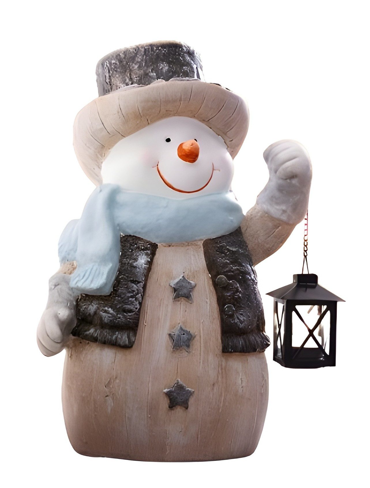 Dekoleidenschaft Dekofigur "Schneemann" mit Laterne für 1 Teelicht, 42 cm hoch, Weihnachtsdeko, Weihnachtsfigur, Teelichthalter, Metalllaterne schwarz, Winter Figur