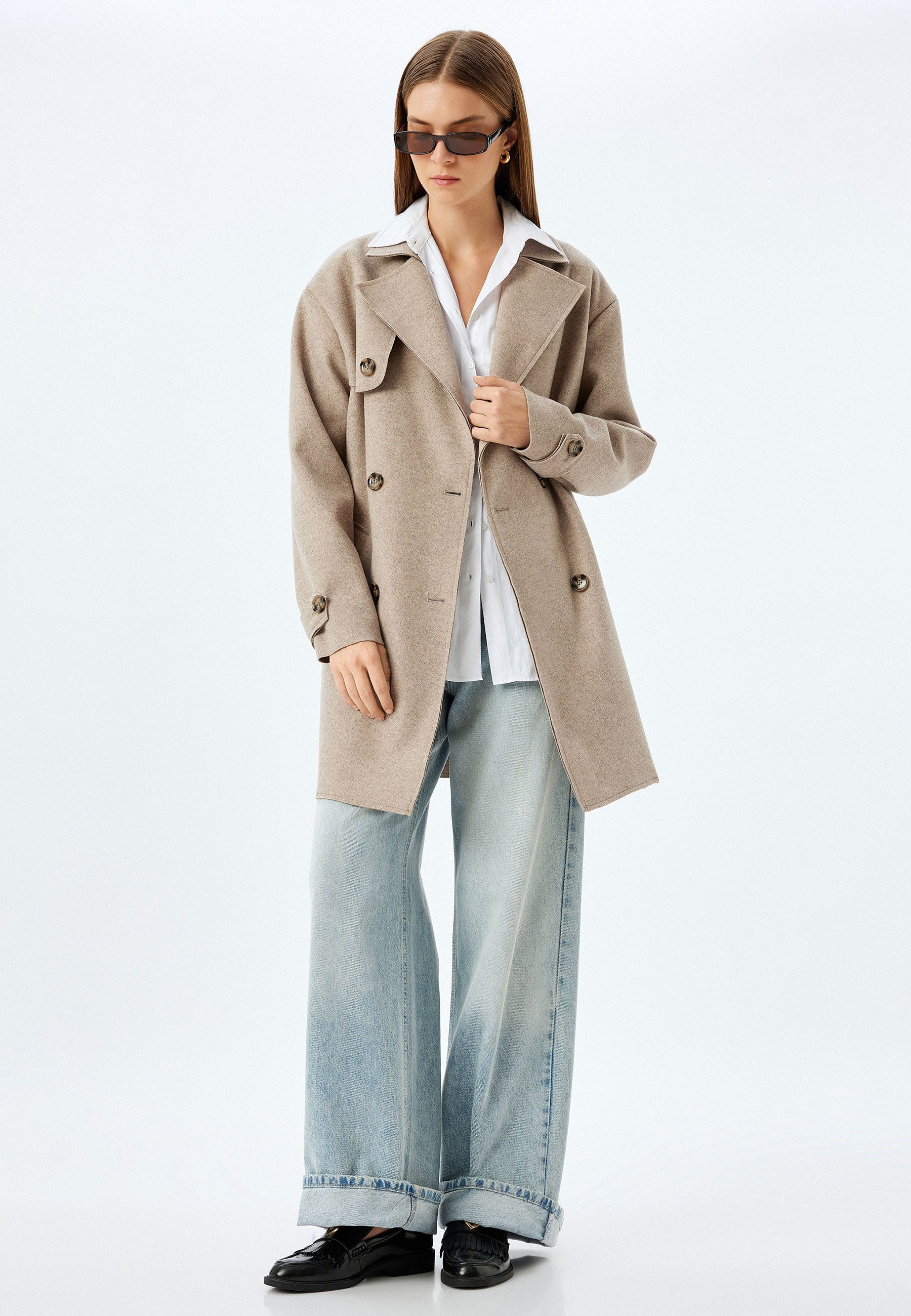 Koton Langmantel Regular Mit Knöpfen Langmantel