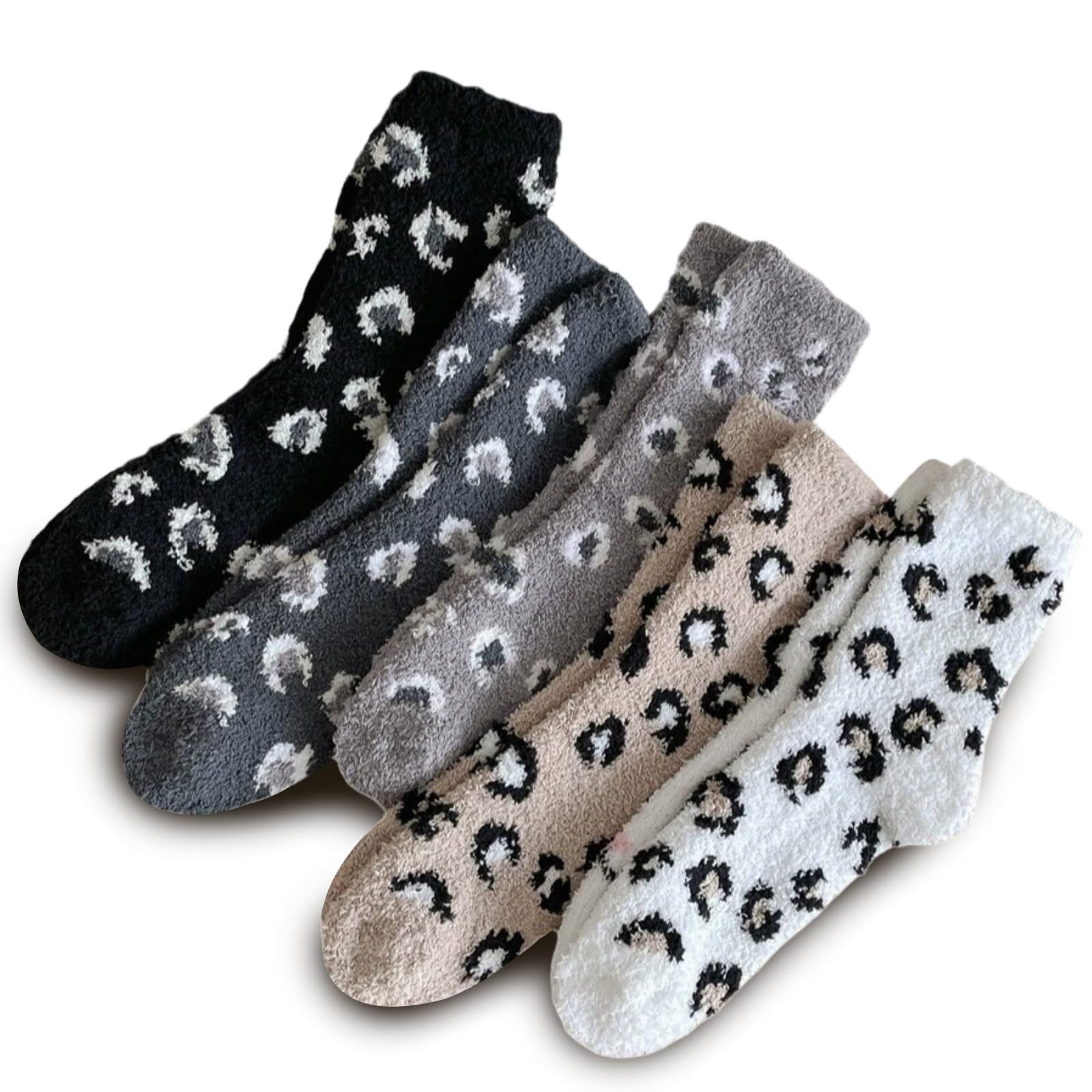 FOUORTUNATE-BEE Kuschelsocken 5 Paar Kuschelsocken Damen Warme Haussocken EU 35–40 für Winter (Weiches Korallenfleece mit elastischem Bund, 5-Paar)
