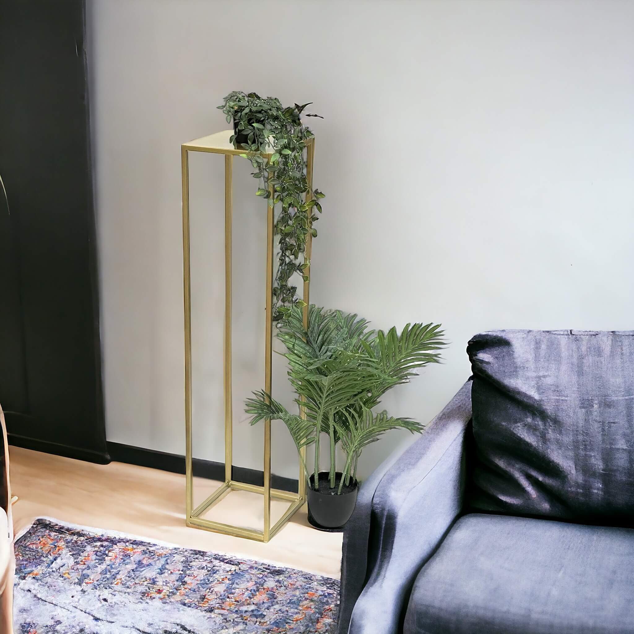 DanDiBo Blumenhocker Metall Gold Eckig 100 cm Blumenständer Beistelltisch