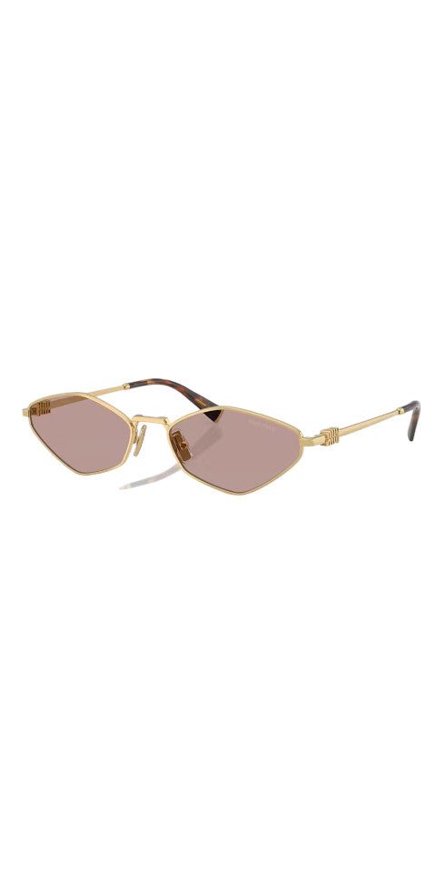 Miu Miu Sonnenbrille Miu Miu MU 56ZS Sonnenbrille Damen Gold Violett Geometrisch