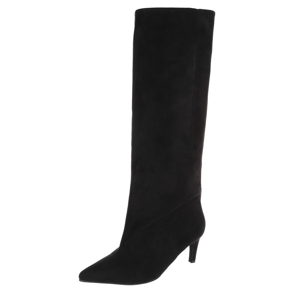 Ital-Design Damen Kniehochstiefel spitz mit Absatz, elegant Stiefel (92214284) Pfennig-/Stilettoabsatz Stiefel in Schwarz