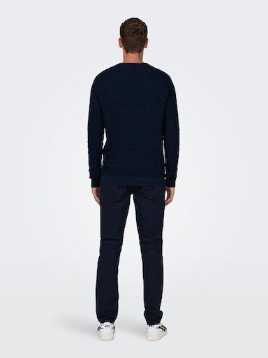 ONLY & SONS Rundhalspullover ONSKALLE CREW REG STRUC NOOS dark KNIT navy 12