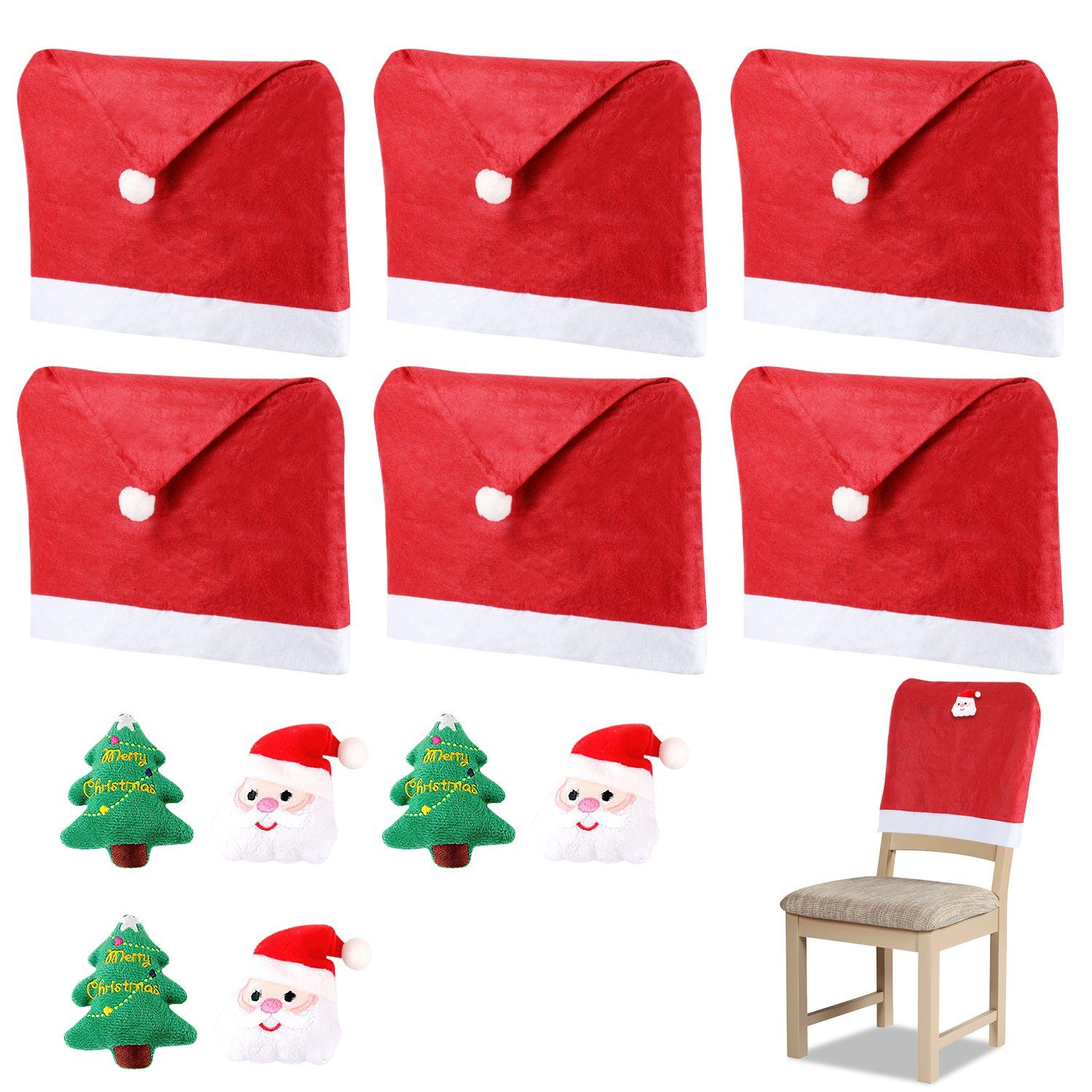 Stuhlhusse Stuhlhusse Stretch Stuhlhussen,6er,Stuhlbezug Weihnachten