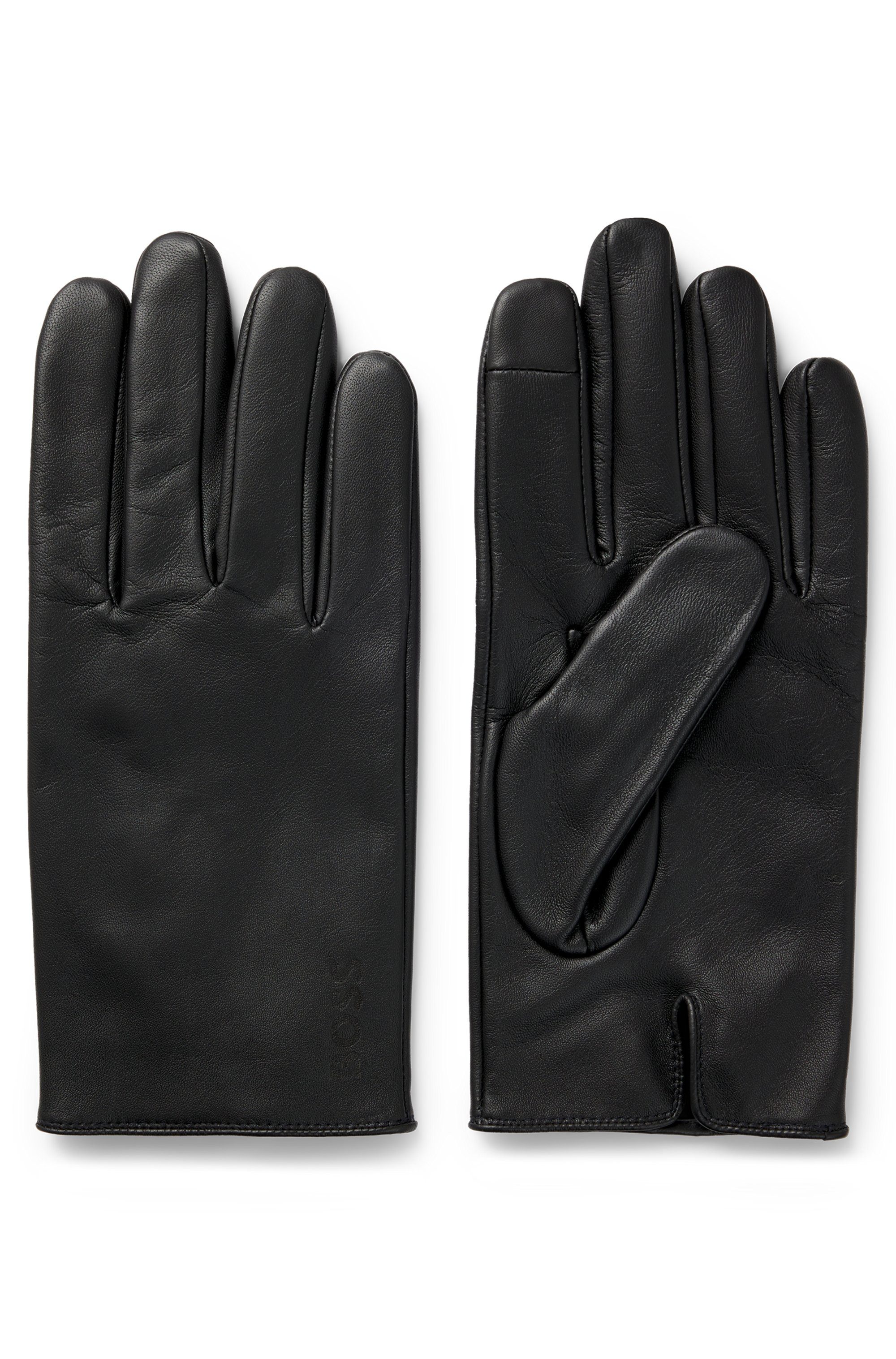 BOSS ORANGE Lederhandschuhe Glove mit Touch Tech Fingertips