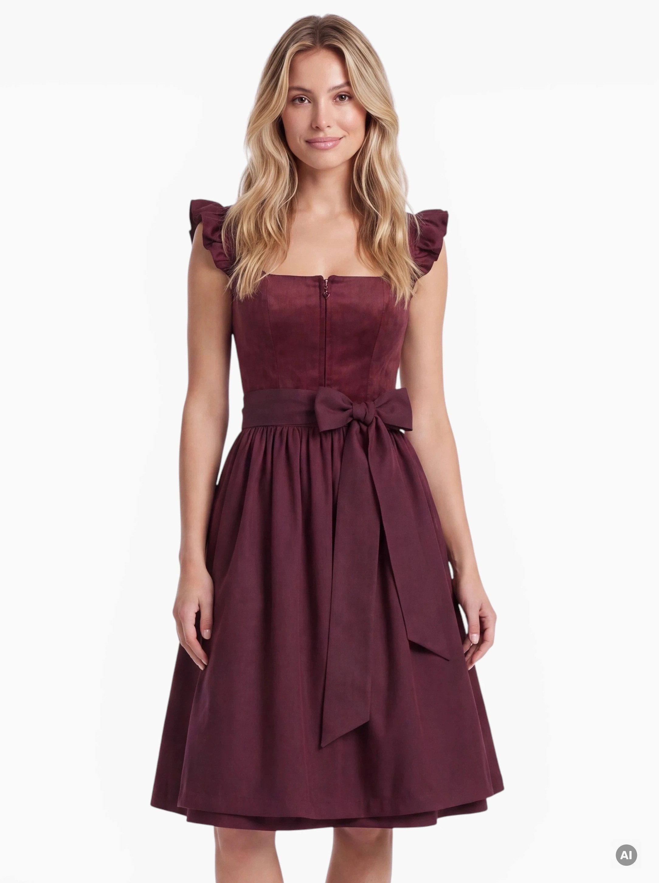 Moschen-Bayern Dirndl Vivien Krüger Dirndl Samtmieder mit Volantärmeln und Herzanhänger