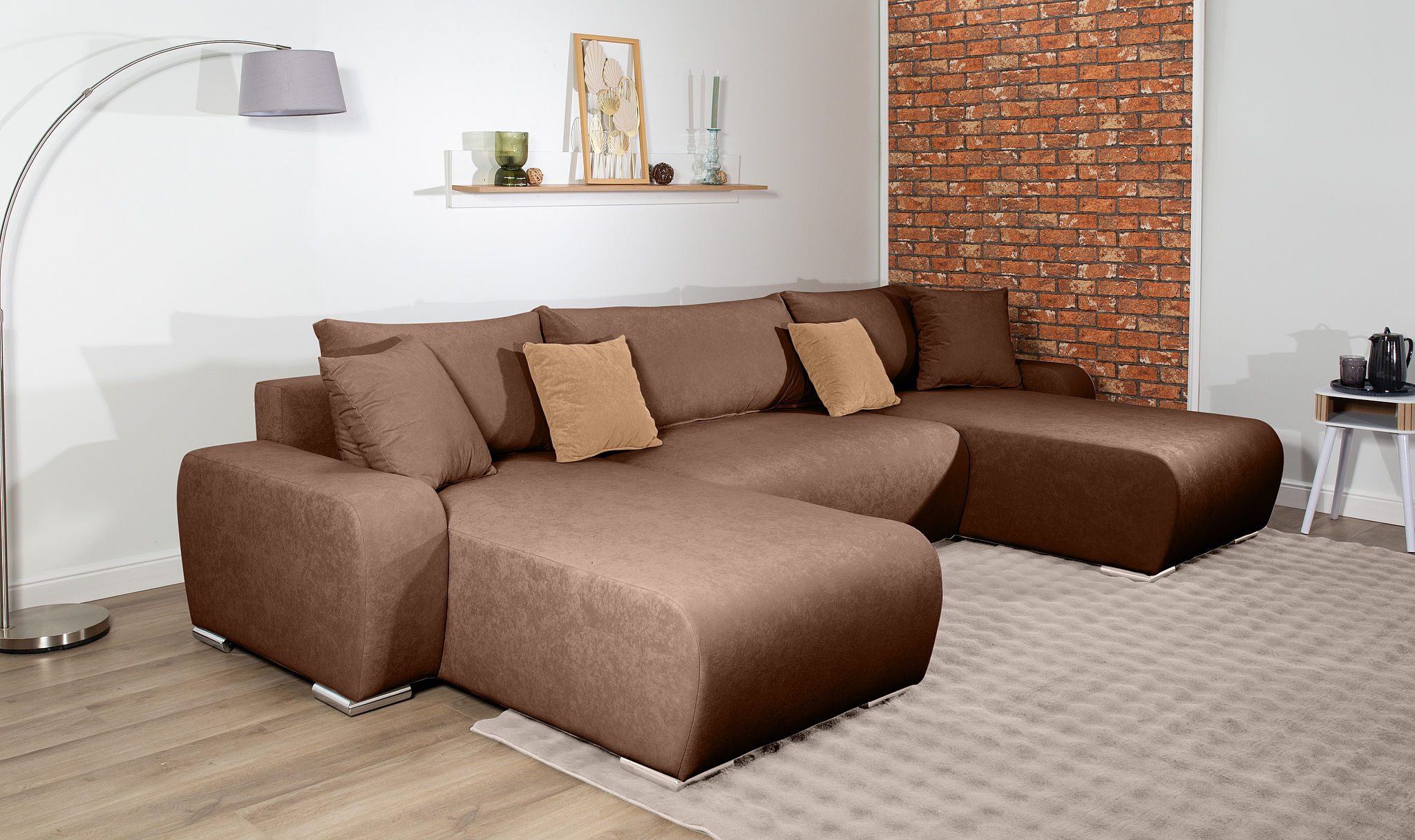 COLLECTION AB Wohnlandschaft Paola U-Form, inkl. Schlaffunktion, Stauraum, Zierkissen und Bonnellfederkern