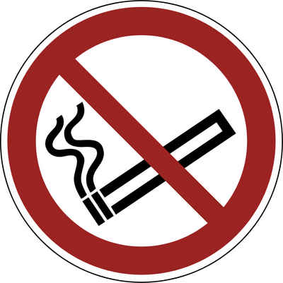 SG Smart Services Hinweisschild XXL Hinweisschild Aufkleber Rauchen verboten ISO 7010, Ø10cm/21cm, Stark haftend